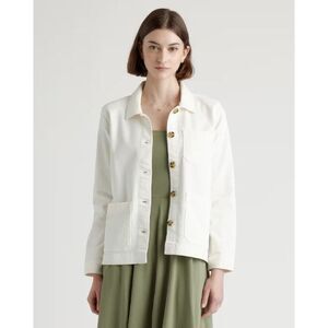 Quince Women's Organic Comfort Stretch Chore Jacket Ivory Outerwear XS